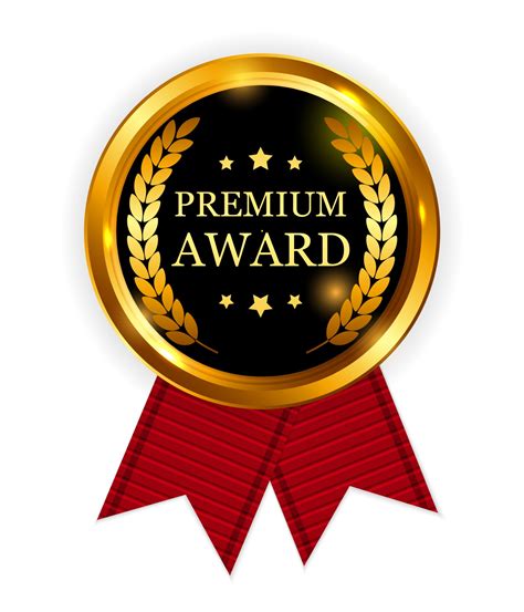 Premium Award Gold Medal With Red Ribbon Icon Sign Isolated On White