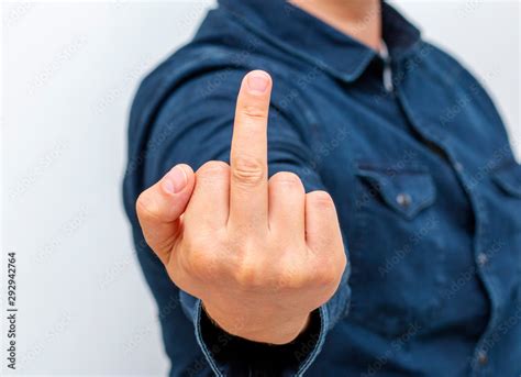 Finger Hand Symbols Concept Middle Finger Sign In A Gesture Meaning Fuck You Or Fuck Off Stock