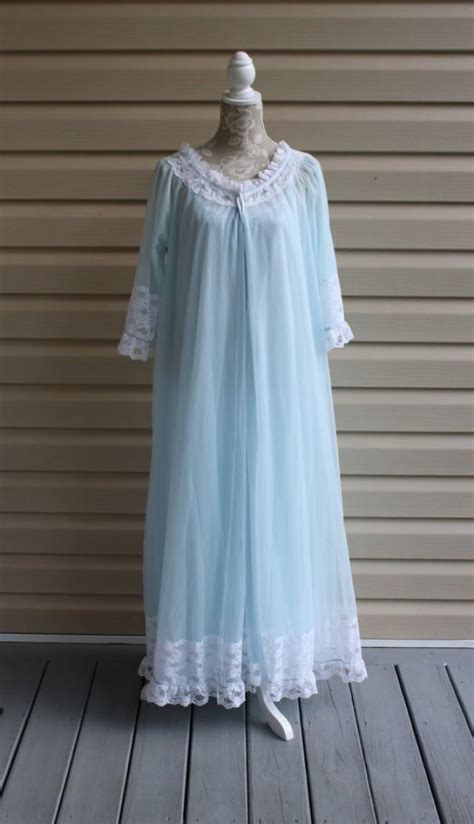 INTIME CALIFORNIA Fantasy Romantic Pastel Blue Double Chiffon Lingerie Peignoir Set 2352403