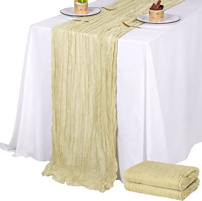 Amazon Mlmc Ft Beige Wrinkled Cheesecloth Table Runner X