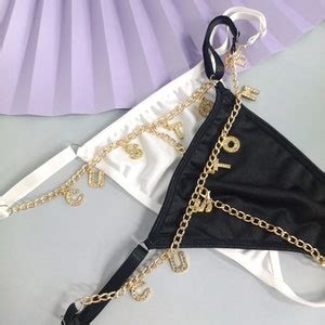 Custom Thong Chain G Strings Lingerie Personalized Name Etsy