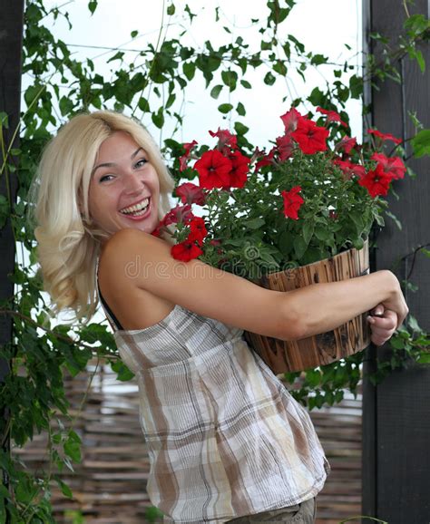 The Woman Gardener Stock Image Image Of Blonde Emotion 25252707