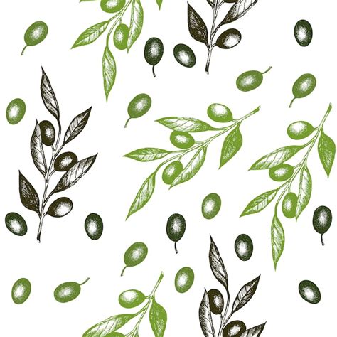 Premium Vector Olive Branch Seamless Pattern Vector