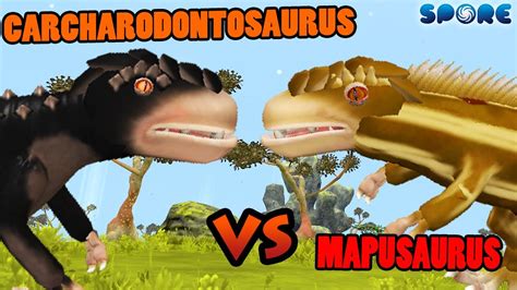 Carcharodontosaurus Vs Mapusaurus Dino Face Off S3E11 SPORE YouTube