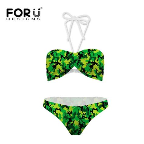 Aliexpress Buy Forudesigns Camouflage Fitness Women Bikini Set Green Camo Design Biquini