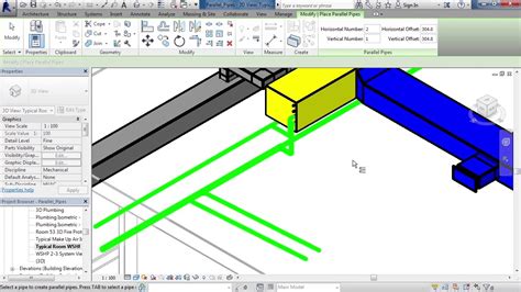 Learning Autodesk Revit Mep Parallel Pipes Youtube