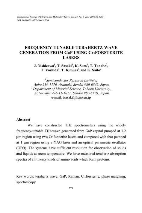 PDF Frequency Tunable Terahertz Wave Generation From GaP Using Cr