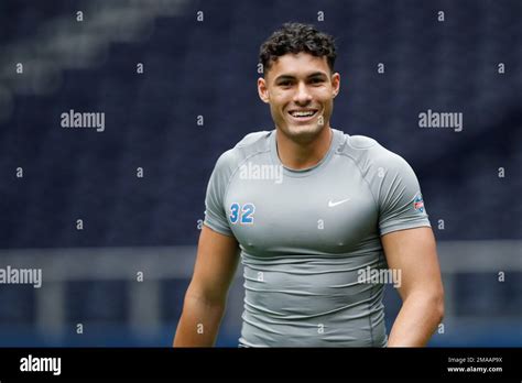 Tight End Patrick Murtagh Of Australia Participates In A Drill At The