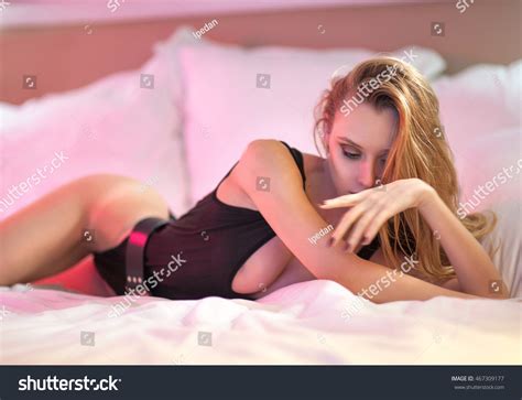 Slim Sexy Blonde Girl Posing On Stock Photo Shutterstock