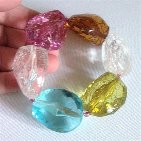 Bracelet Funky Very Large Plastic Faceted Beads Bracelet Etsy
