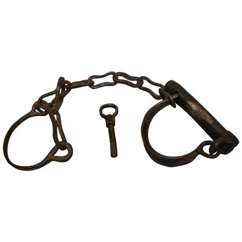 19th Century Hand Forged Iron Shackles With Original Key At 1stdibs