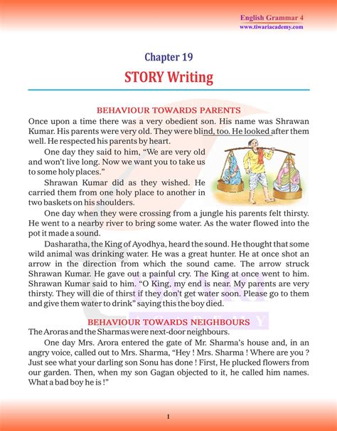 Cbse Ncert Class 4 English Grammar Chapter 19 Story Writing In Pdf