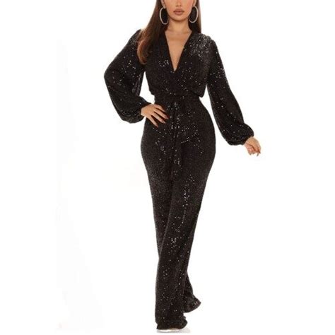 Black Sequin Long Sleeve Jumpsuit For Hire Costume World