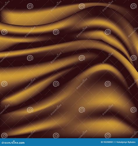 Soft Golden Silky Fabric Silk Waves Background Stock Illustration