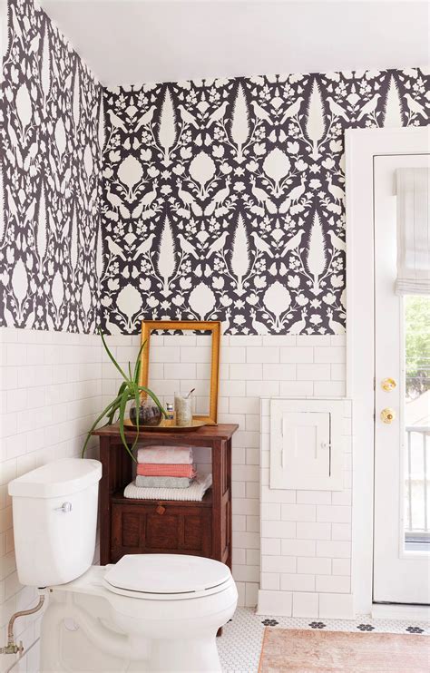 black and white bathroom wallpaper 5