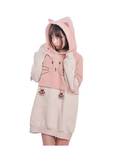 Buy D Sun Girls Cute Cat Hoodie With Cat Ears Hooded Sweatshirts