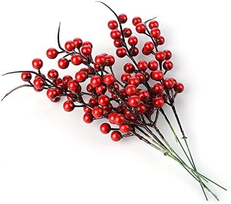 Amazon Yistao Pack Artificial Red Berry Stems Christmas Red