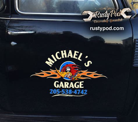 Personalized Hot Rod Bird Lettering Vinyl Sticker Rustypod Store