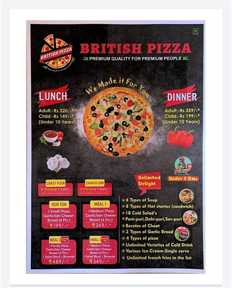 Menu At British Pizza Vastral Ahmedabad