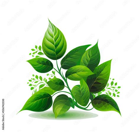 Cartoon plant, green foliage. Vector illustration, print for background ...