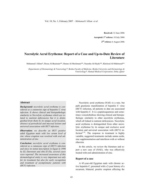 Pdf Necrolytic Acral Erythema Report Of A Case And Up To Date Review Of Literature