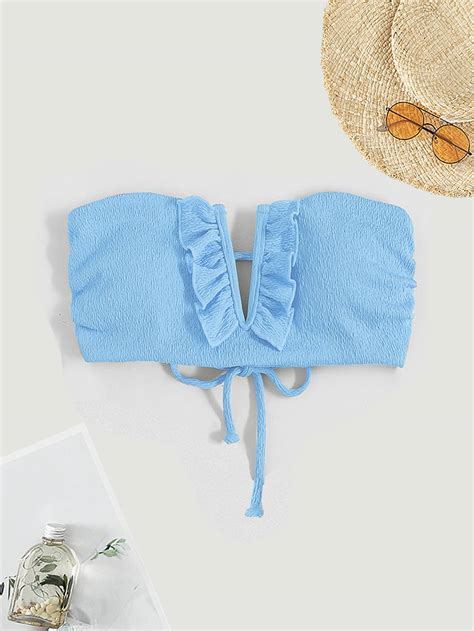 Shein Swim Chicsea Ruffle Trim Bandeau Bikini Top Shein Usa