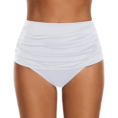 High Waisted Bikini Bottoms Ruched Tummy Control Swimsuits Bottoms Swim Bottom Bathing Suits For