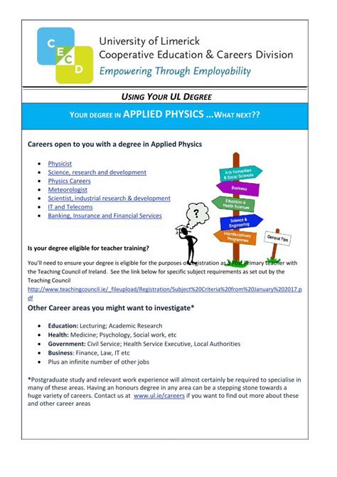 Pdf Using Your Ul Degree Ul University Of Limerick Applied