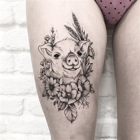 Tatuaje Cerdo Entre Flores Por Terryemi Tattoo Tatuajes Para Mujeres