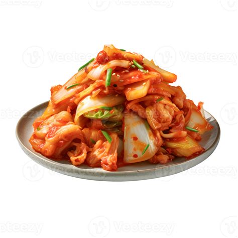 Korean Kimchi Korean Traditional Cabbage Kimchi On A White Plate