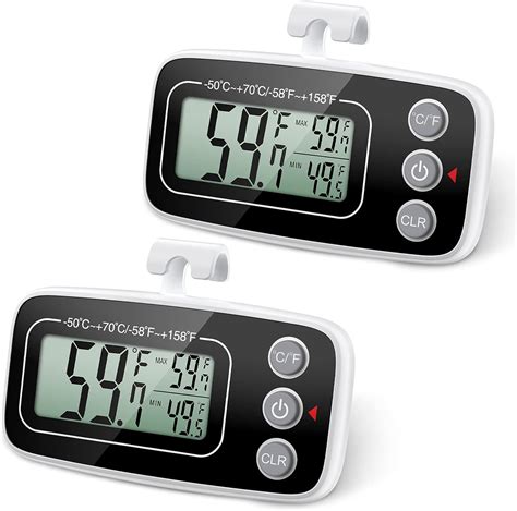 【2 Pack】Brifit Fridge Thermometer, Digital Refrigerator Freezer ...