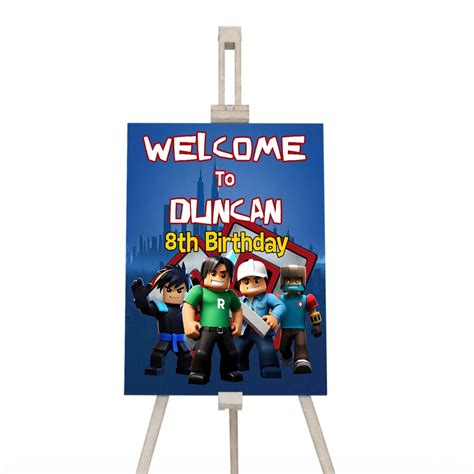 Printable Roblox Birthday Welcome Sign Roblox Birthday Sign Roblox