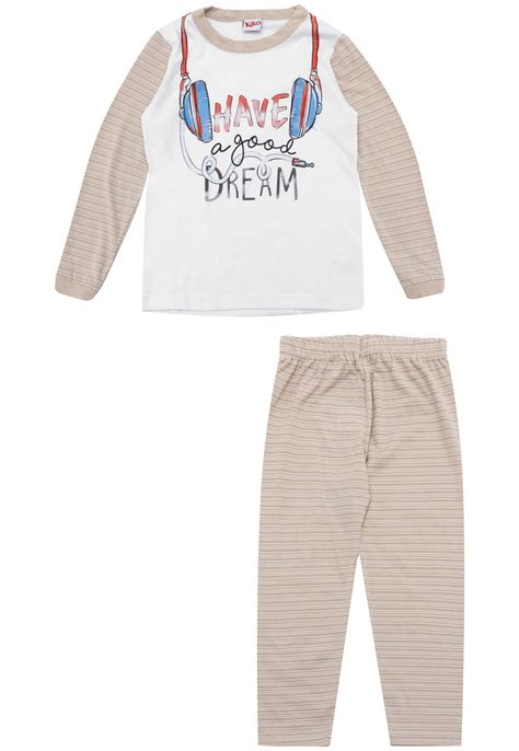 Pijama Kiko Longo Menino Escrita Nude Compre Agora Dafiti Brasil