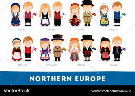 Europeans in national clothes northern europe Vector Image