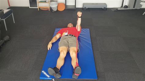 Supine Floor Theraband Shoulder Flexion Youtube