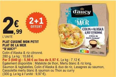 Promo Plat Cuisin Mon Petit Plat De La Mer D Aucy Chez E Leclerc