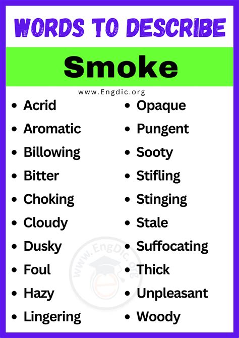 20+ Best Words to Describe Smoke, Adjectives for Smoke - EngDic