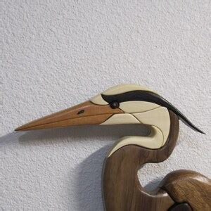 Great Blue Heron V Intarsia Carved Cabin Decor A Mens Den Waterfowl