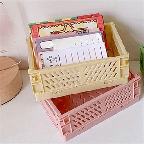 Portable Mini Baskets Box 10 x 6.53 x 4.13 Inch Stackable and Foldable ...