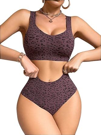 SOLY HUX Women S Seamless Lingerie Leopard Print Bra And Panty Underwear Set Amazon