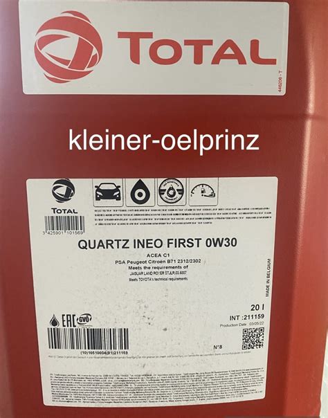 TOTAL QUARTZ INEO FIRST 0W-30 im 20 ltr. Kanister - www.kleiner-oelprinz.de