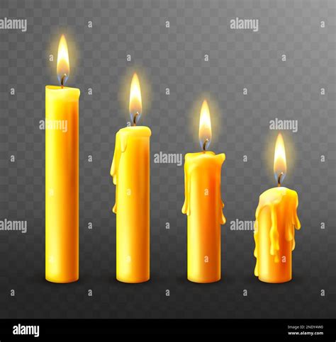 Burning Candle With Dripping Or Flowing Wax Realistic Vector