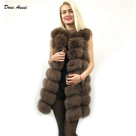 Doux Aussi Women S Real Fur Vest Long Multi Color Fashion Genuine