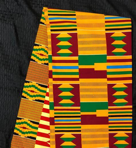 K155 African Fabric Per Yard Orange Yellow Red Green Kente Kente Wax