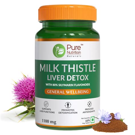 Buy Pure Nutrition Milk Thistle Liver Detox 1100 Mg Veg Tablet 60s