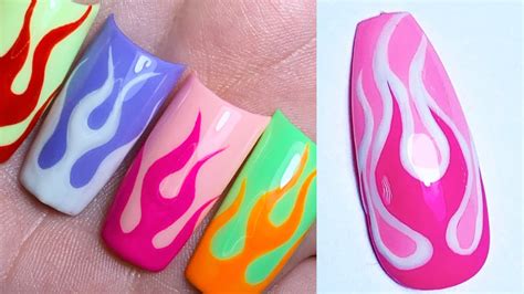 Flame Nail Design Tutorial Easy Design Holliebedsbeauty Youtube