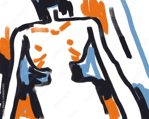 Naked Torso Human Shape Drawing Neo Expressionism Art Style With Late Modernism Art Modern For