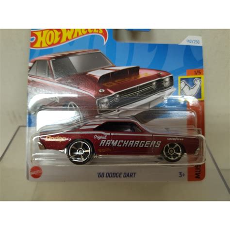 DODGE DART 1968 RED RAMCHARGERS 1 5 MUSCLE MANIA 1 64 HOT WHEELS BCN STOCK CARS