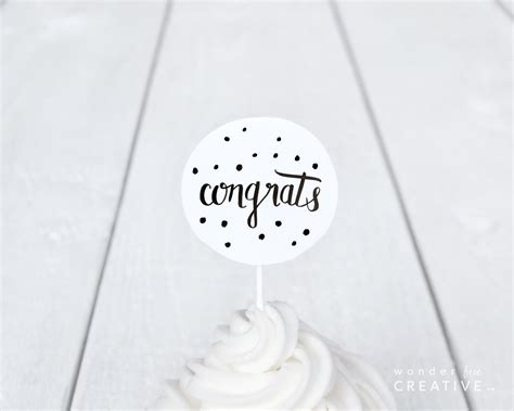 Printable Cupcake Toppers Congratulations Cupcake Topper Etsy Canada