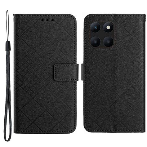 Preklopni Ovitek Leather Rhombus Black Za Honor X A Ovitki Top Izbira